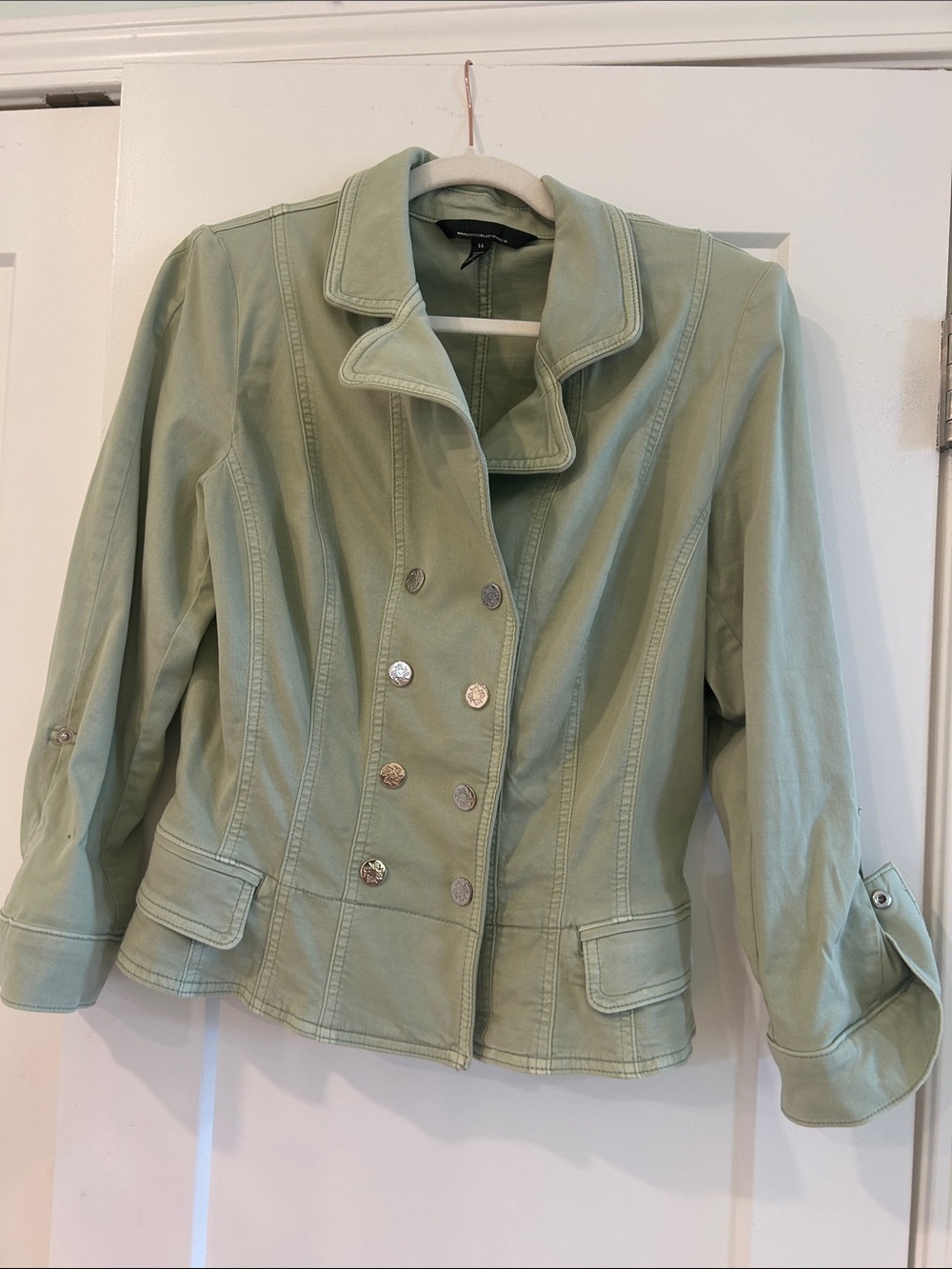 White House Black Market Light Mint Green Double-Breasted Blazer - Picture 1 of 4
